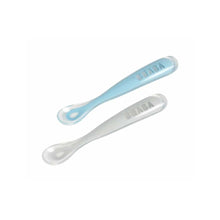 Load image into Gallery viewer, Beaba 1st Age Silicone Spoon Travel Twin Set - Blue/Grey (1)