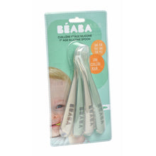 Load image into Gallery viewer, Beaba 1st Stage Silicone Spoons 4m+ 4 Pack - Velvet Grey/Sage Green