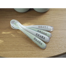 Load image into Gallery viewer, Beaba 1st Stage Silicone Spoons 4m+ 4 Pack - Velvet Grey/Sage Green