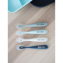 Load image into Gallery viewer, Beaba 1st Stage Silicone Spoons 4 Pack - Eucalyptus/Airy Green/Light Mist/Dark Blue
