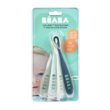 Load image into Gallery viewer, Beaba 1st Stage Silicone Spoons 4 Pack - Eucalyptus/Airy Green/Light Mist/Dark Blue
