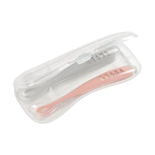 Load image into Gallery viewer, Beaba 1st Stage Silicone Spoons &amp; Case 2 Pack Light Mist/Vintage Pink
