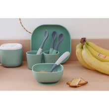 Load image into Gallery viewer, Beaba 1st Stage Silicone Spoons 4 Pack - Mineral Grey/Sage Green

