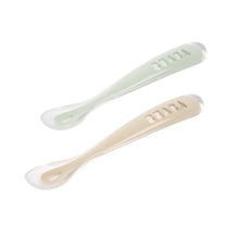Load image into Gallery viewer, Beaba 1st Stage Silicone Spoons &amp; Case 2 Pack Light Mist/Vintage Pink
