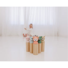 Load image into Gallery viewer, Bubble Wooden Animal Bowling Set
