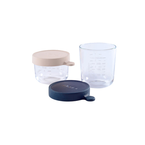 Glass Conservation Jar Set - Pink & Dark Blue