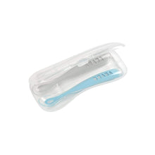 Load image into Gallery viewer, Beaba 1st Age Silicone Spoon Travel Twin Set - Blue/Grey
